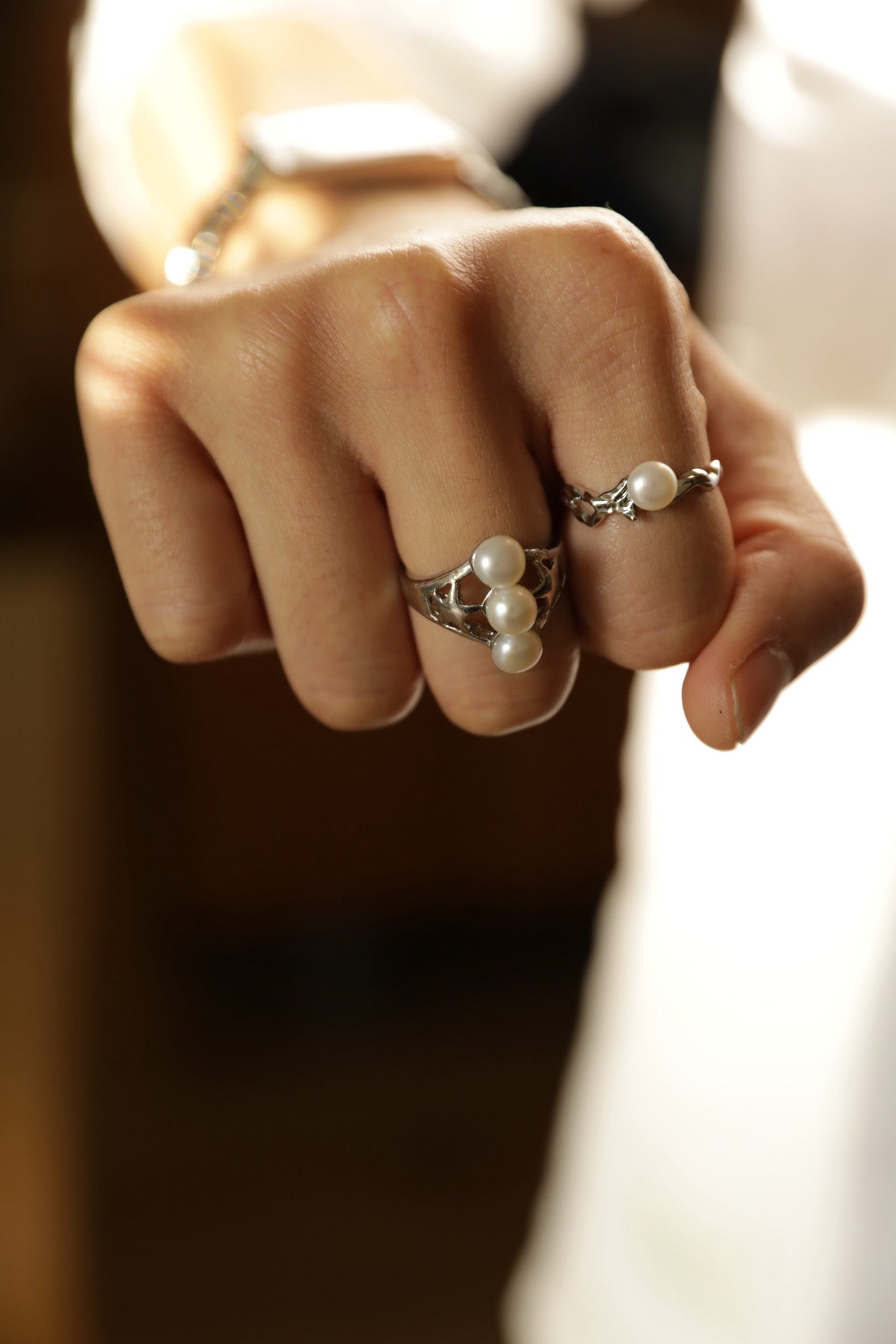Stellar Trio Pearl Ring
