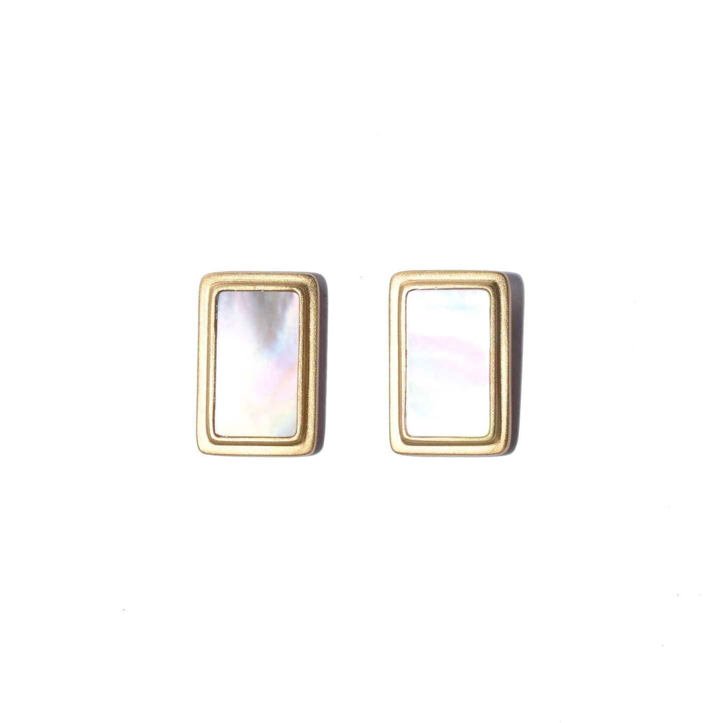 Black And White - 18K Gold Mother-of-Pearl Rectangle Earrings
