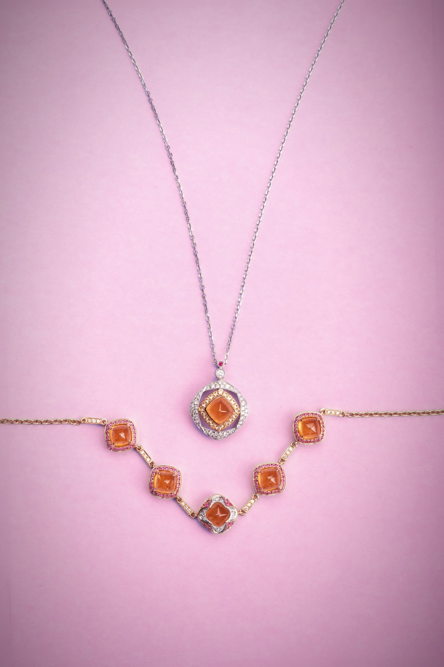 Cotton - 18K Gold Spessartite Garnet Necklace