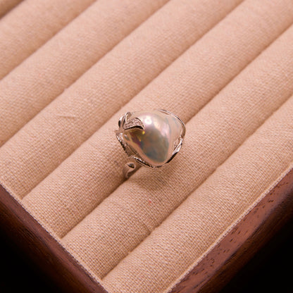 Verdant Embrace Baroque Pearl Adjustable Ring
