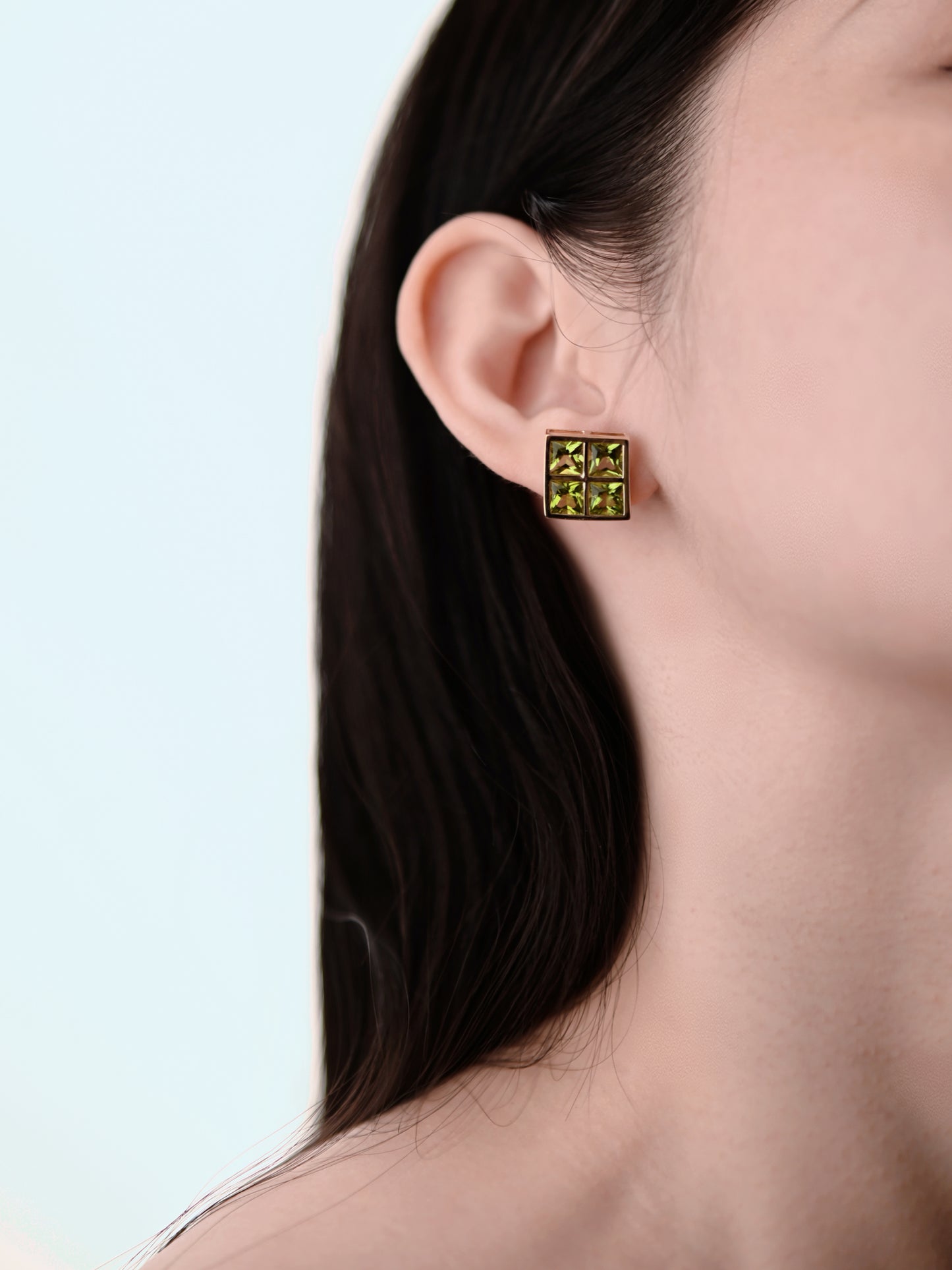 Geometry - 18K Gold Peridot Earrings