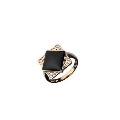 Black And White - 18K Gold Onyx Ring