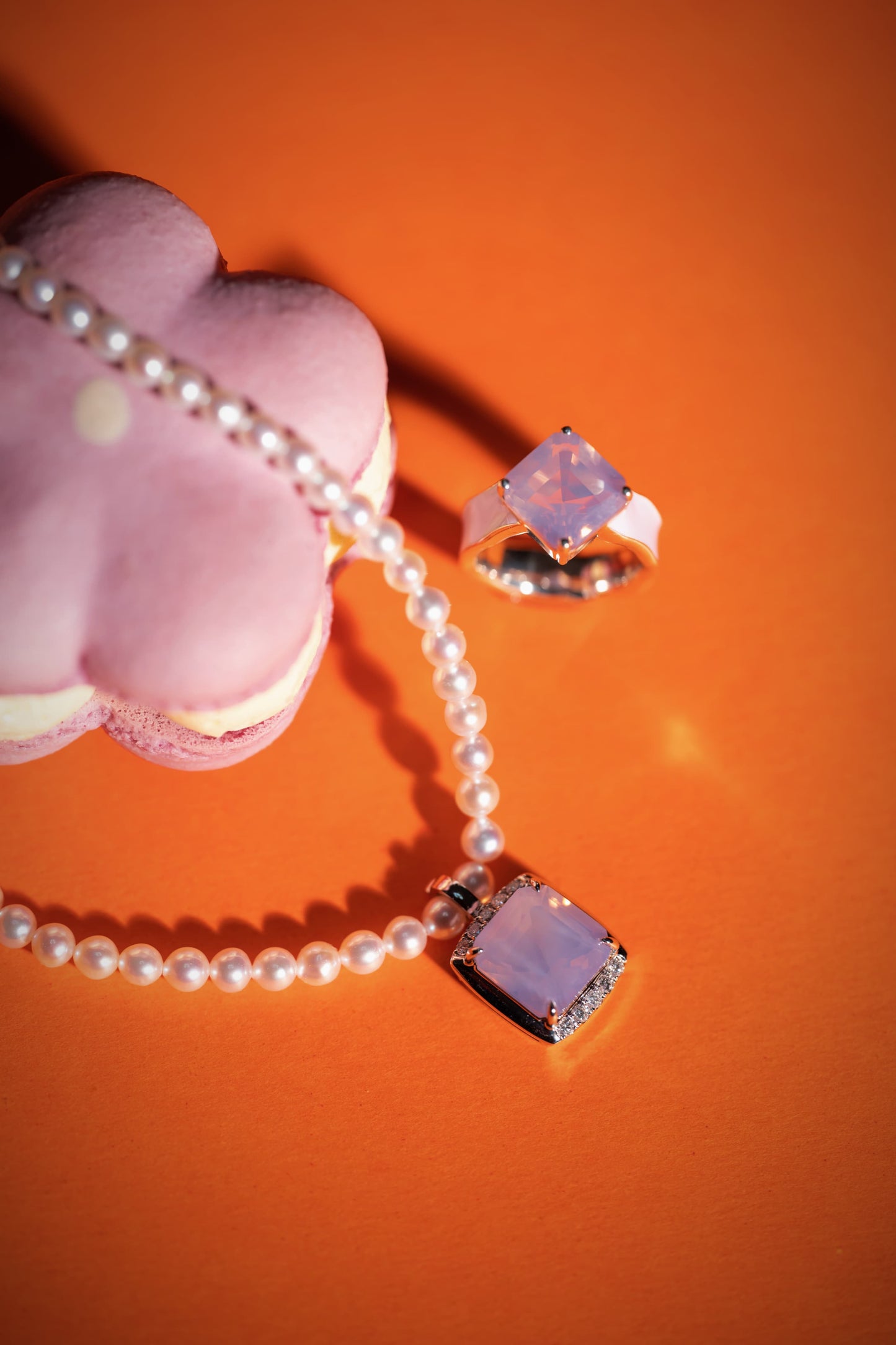 Purple Rhyme - 18K White Gold Lavender Pearls Necklace