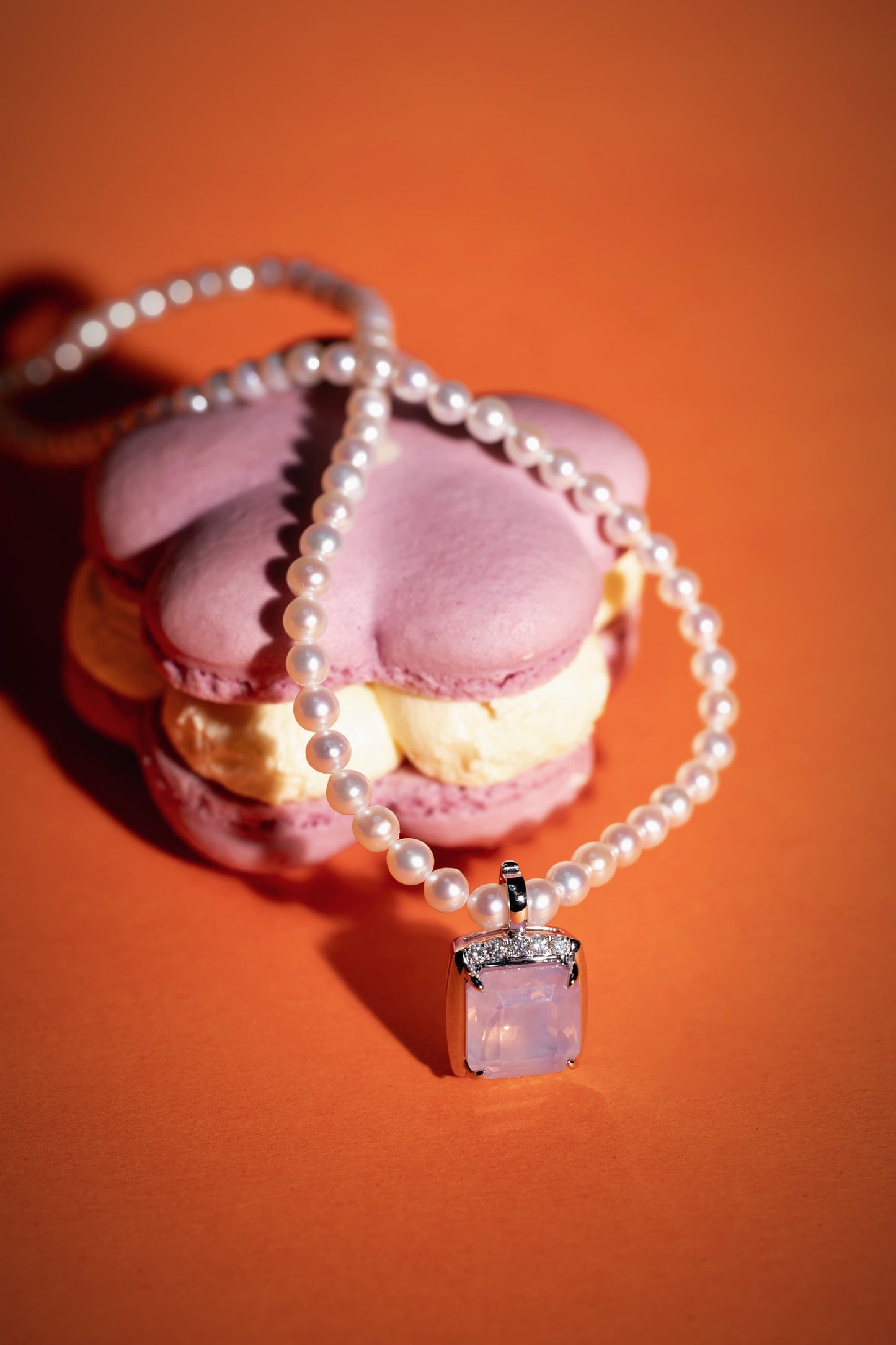 Purple Rhyme - 18K White Gold Lavender Pearls Necklace