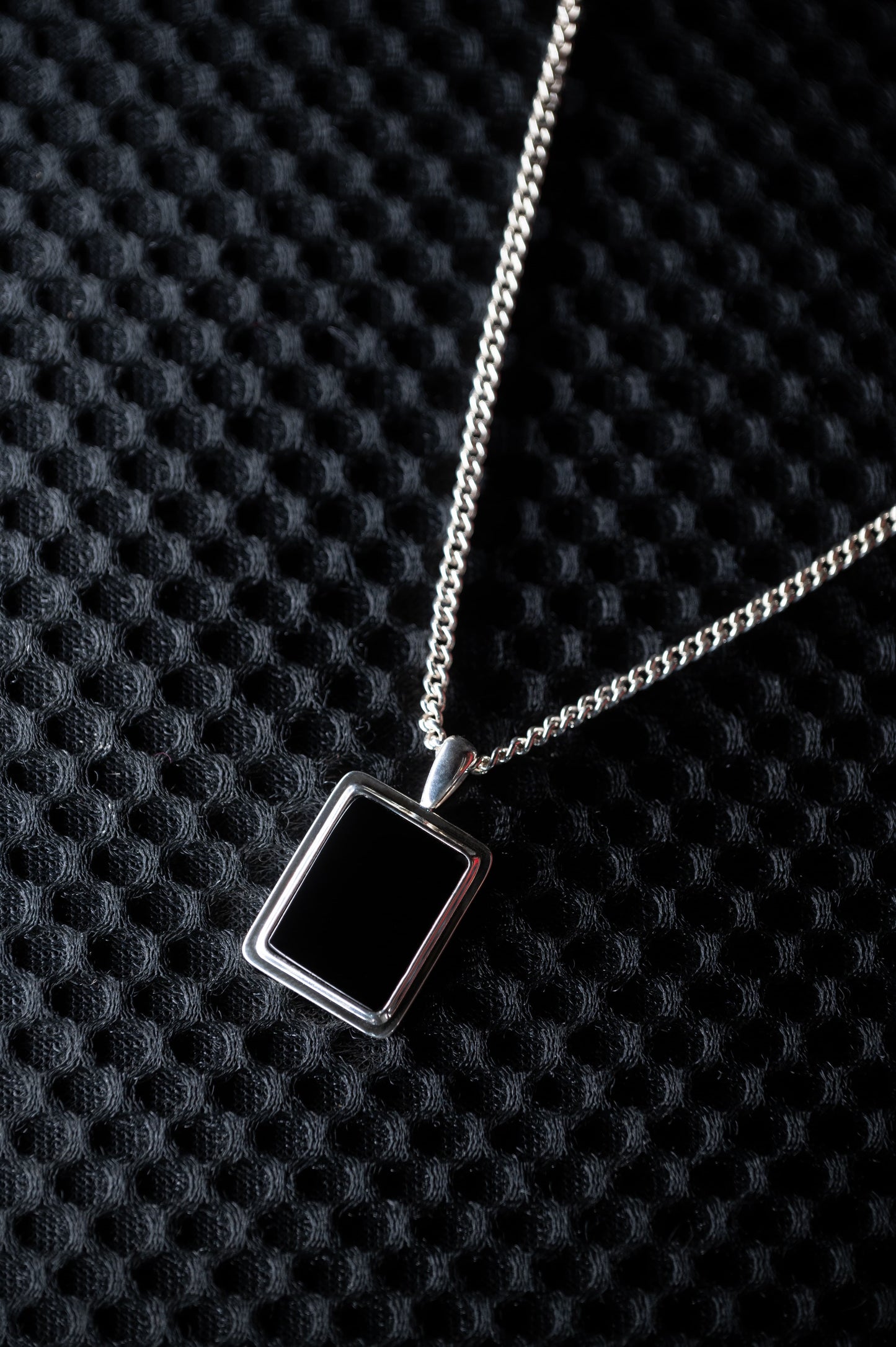 Black And White - Sandblasted Onyx Necklace(Male)