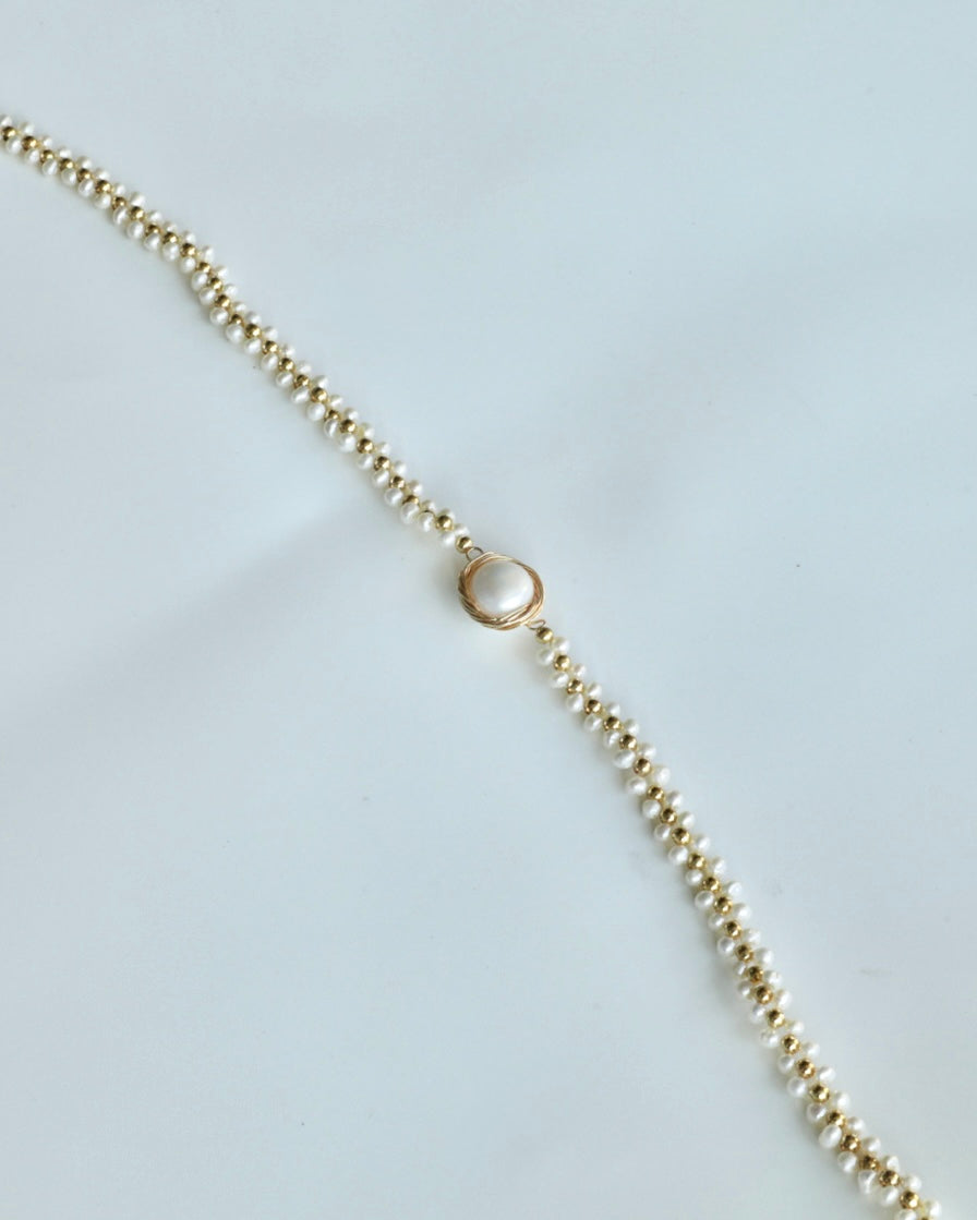 French Twist Checkered Pearl Necklace